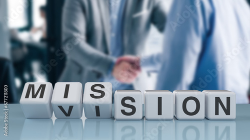 De uma visão a uma missão. 
Dados mudam a palavra visão para missão. (English) photo