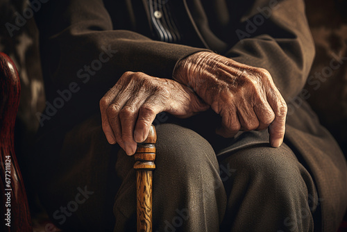 Close up on wrinkled hands of an elderly person. High quality photo photo