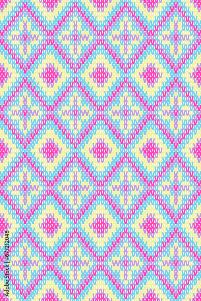 Pastel Floral Knitting Seamless Pattern.  Vector Design for fabric, tile, sweater, embroidery, wallpaper, and background