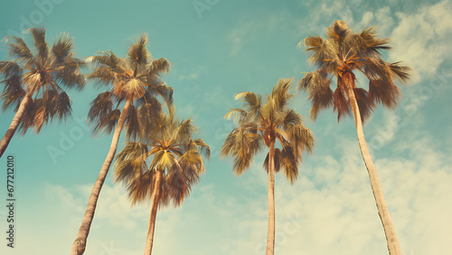palm trees against blue sky ai generative