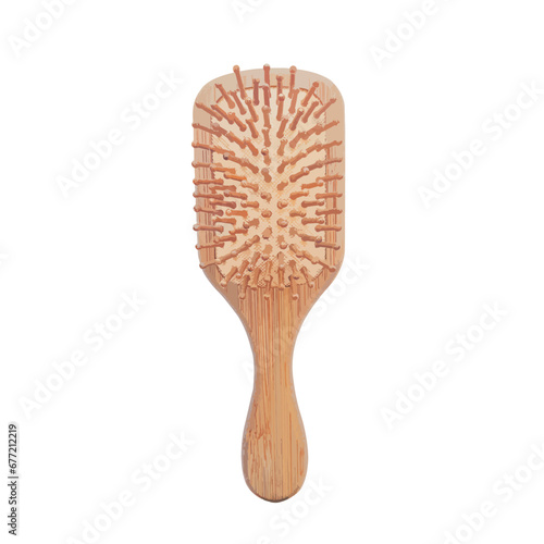 Hair comb. Wooden hair combs vector illustrations. Wooden massage hairbrush isolated on white background.