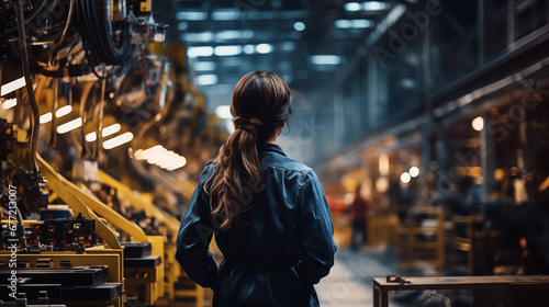 Portrait of a  female  engineer in a factory photo