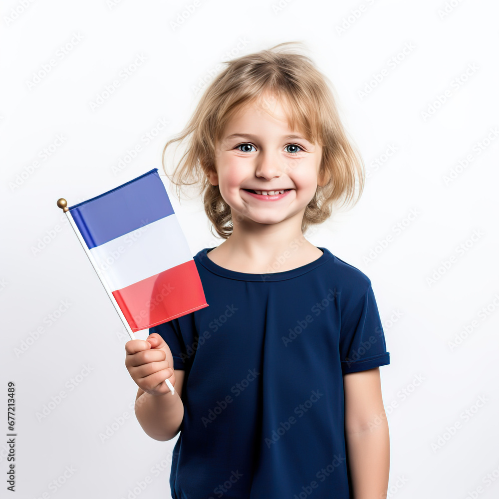 child with mini france flag child with mini france flag