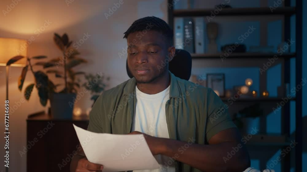 Pensive worker answering on questions during video call