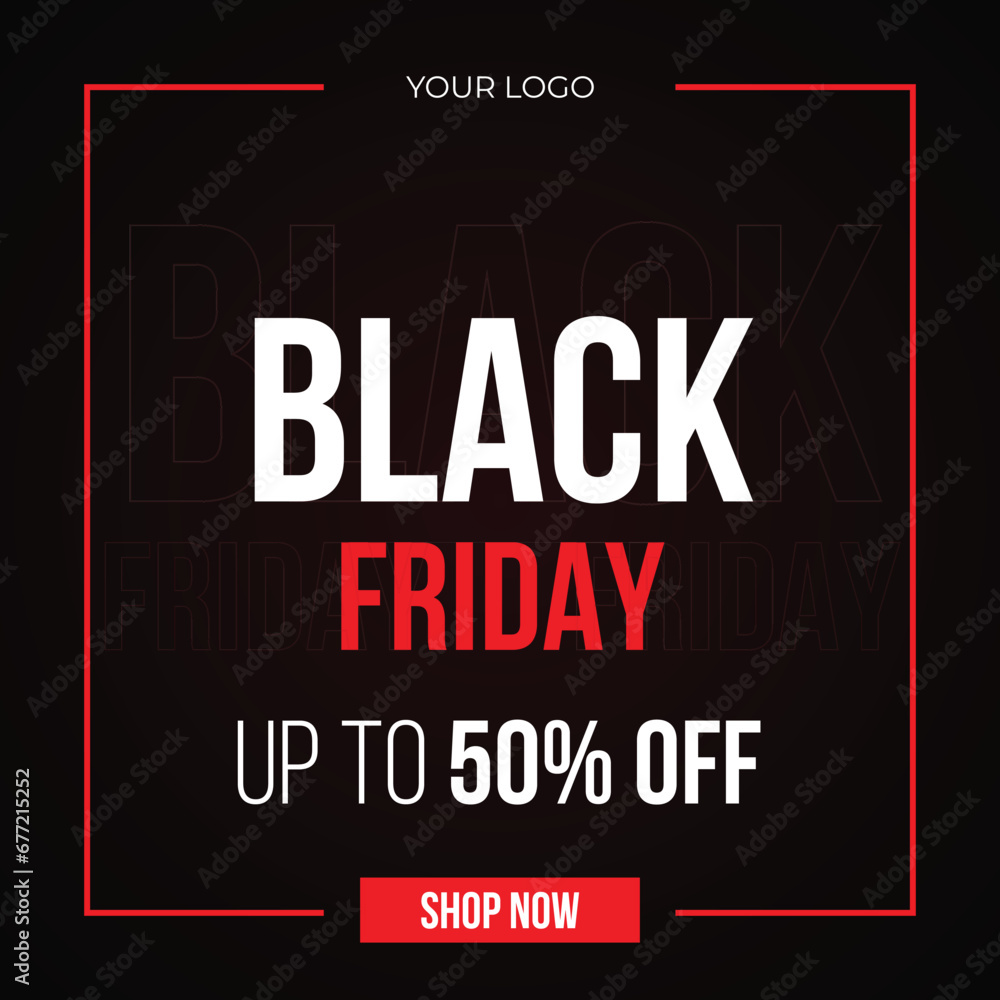 Naklejka premium Vector black Friday sale social media post template