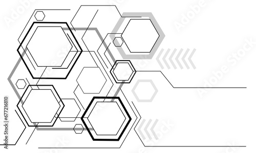 Abstract black and grey hexagon geometric on white with blank space design modern technology futuristic background vector