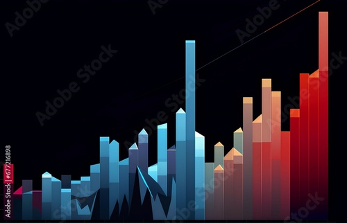 upward bar chart graph in flame colors showing growth and success of product and business 