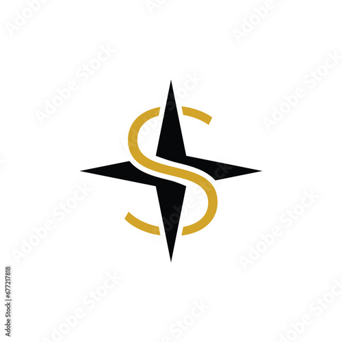 letter S compass star logo design