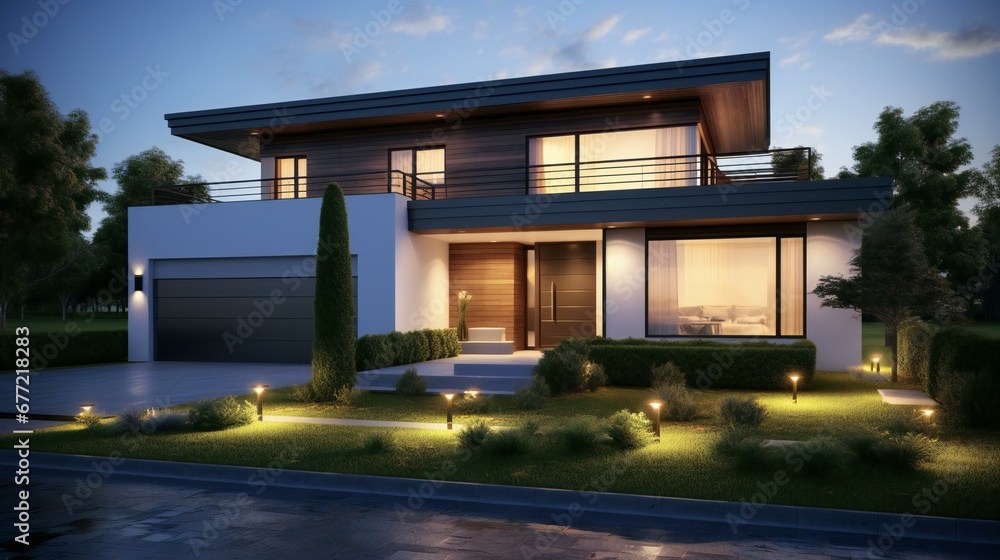 Obraz premium a nice looking duplex house 3d rendering