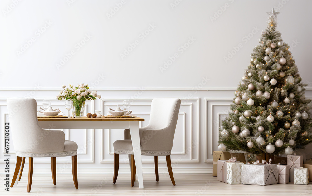 Christmas tree with table and chair