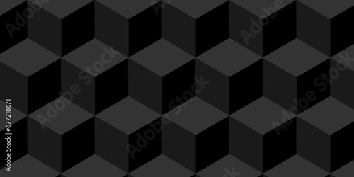 Abstract cubes black and gray geometric wall or grid backdrop hexagon technology. Black and gray geometric block cube structure mosaic and tile square background. Seamless geometric pattern background