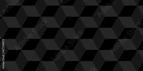 Abstract cubes black and gray geometric wall or grid backdrop hexagon technology. Black and gray geometric block cube structure mosaic and tile square background. Seamless geometric pattern background