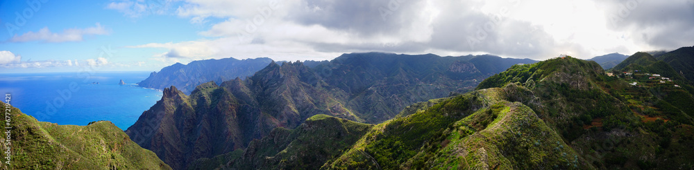 Taganana mountains panoramic view in a cloudy day, Tenerife, Canaries, Spain