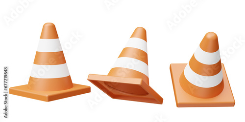 3d set of traffic cones rendering