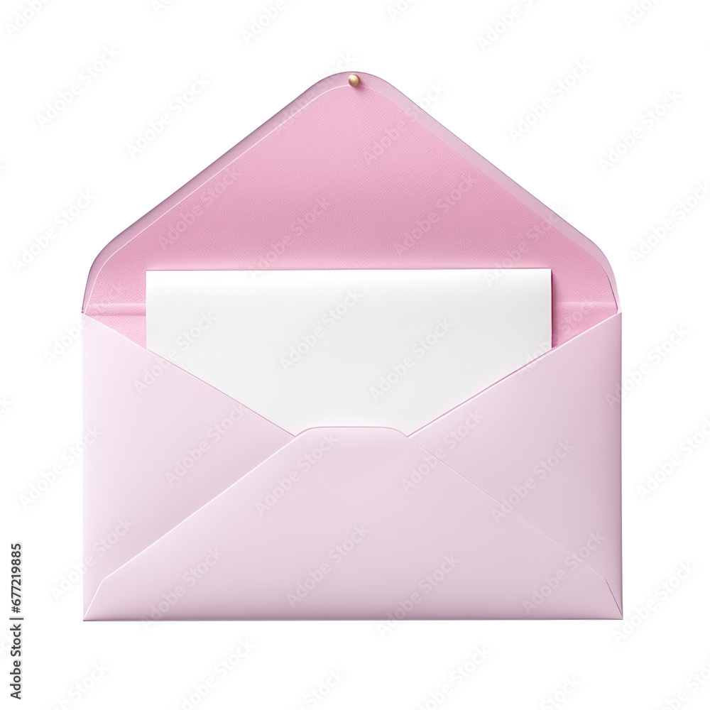 Pink opened envelope with blank paper inside Pink opened envelope with blank paper inside