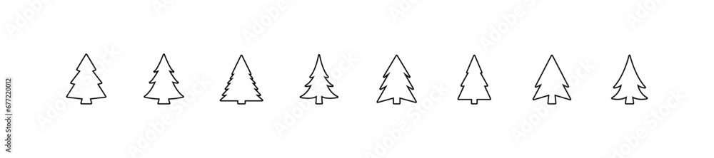 Christmas tree, spruce, pine icon. Isolated vector contour symbol illustration. Christmas tree, spruce, pine icon. Isolated vector contour symbol illustration.