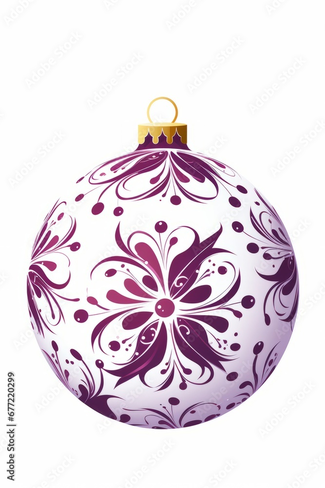 Christmas ball Pattern illustration in christmas purple colors on white background, christmas theme in american and boho style. For banners, posters, advertising. AI generated. Christmas ball Pattern illustration in christmas purple colors on white background, christmas theme in american and boho style. For banners, posters, advertising. AI generated.