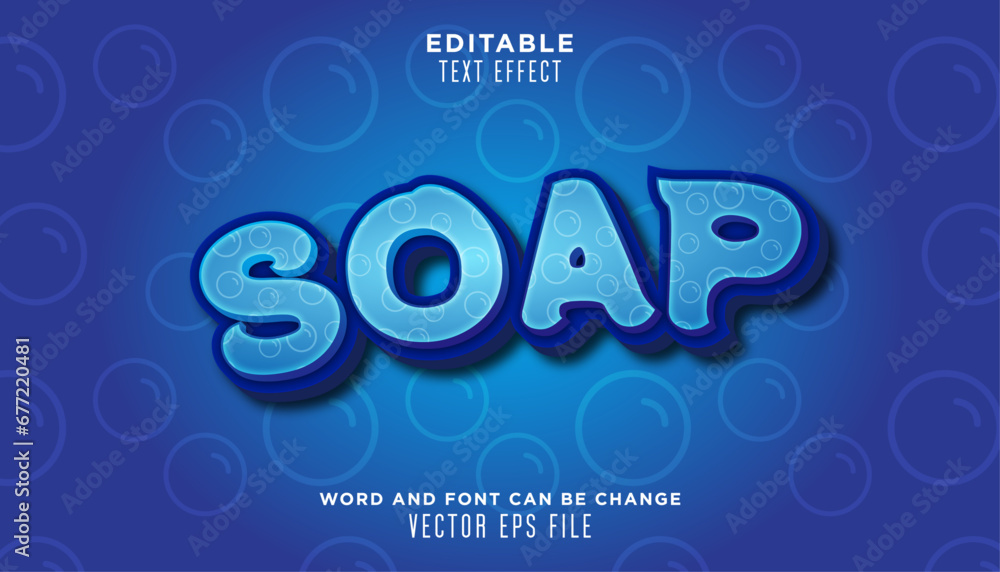 soap text effect with bubble pattern inside. can be used for laundry business, banner, social media post etc.	