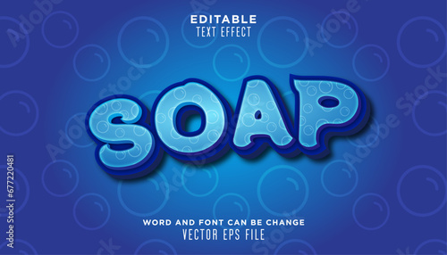 soap text effect with bubble pattern inside. can be used for laundry business, banner, social media post etc.	