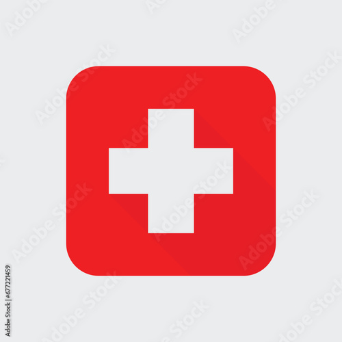 Red cross medical sign, hospital mark 