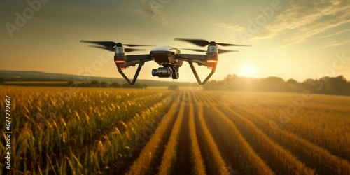 Witness the Precision of Digital Farming as a Drone Soars Over a Cornfield, Embracing Innovation and Modern Techniques in Crop Monitoring and Farm Management