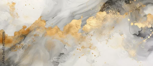 Panel kuchenny z motywem Abstract marble texture with gold splashes, luxury background, Natural luxury abstract fluid art watercolor in alcohol ink technique, Generative AI