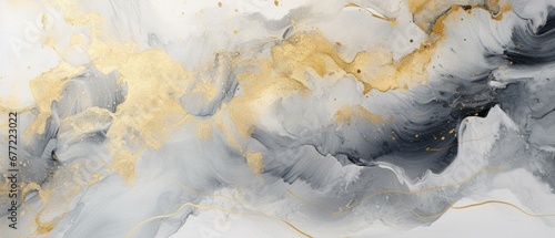 Panel kuchenny z motywem Abstract marble texture with gold splashes, luxury background, Natural luxury abstract fluid art watercolor in alcohol ink technique, Generative AI