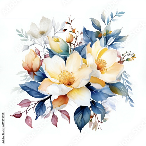 a painting of watercolor flowers on a white background