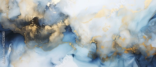 Abstract marble texture with gold splashes, luxury background, Natural luxury abstract fluid art watercolor in alcohol ink technique, Generative AI © VeloonaP