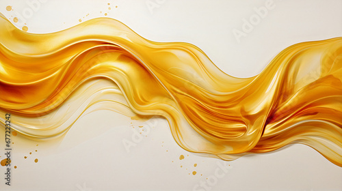 Golden wavy flow of abstract liquid wave, abstract wave background. Generative AI