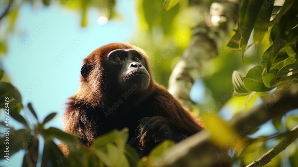 Naklejka premium Pictures of adventures in the rainforest Hikers encounter plants, animals, wild people, and mysteries.