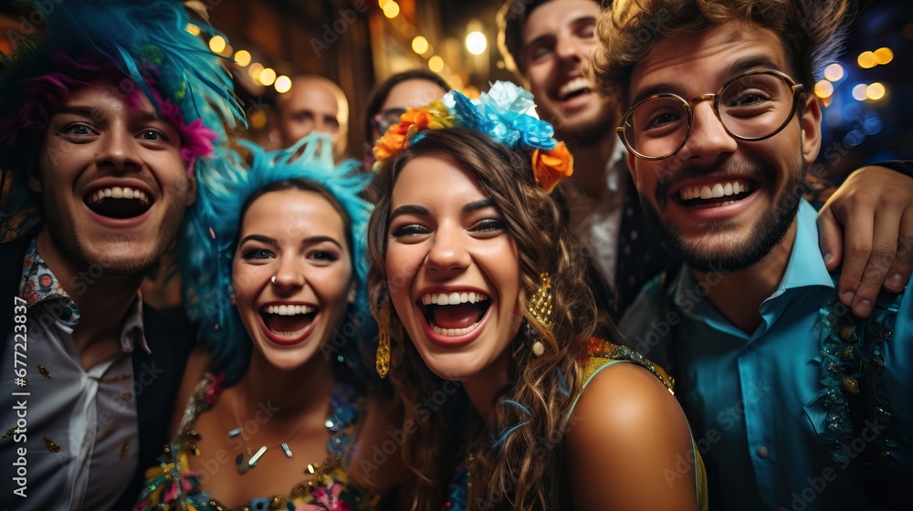 Group of young people having fun on a party in a club