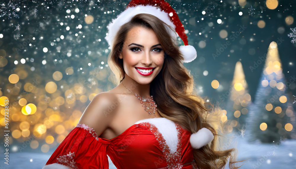 Christmas girl in santa claus hat Christmas girl in santa claus hat