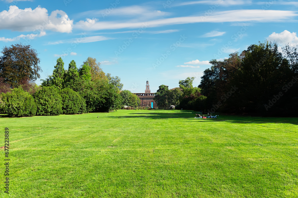 Sempione Park near Sforzesco Castle