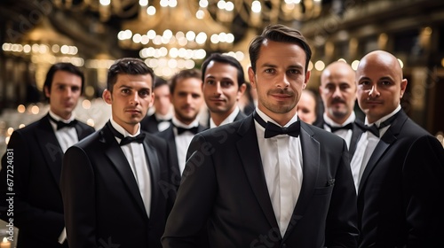 Elegant Gathering of Men in Tuxedos photo