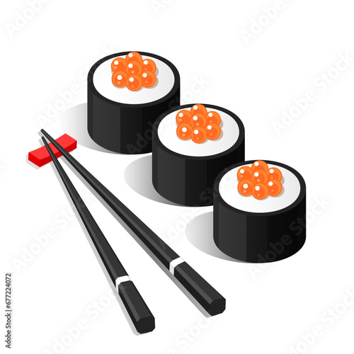 Traditional Japanese sushi isolated on white background
