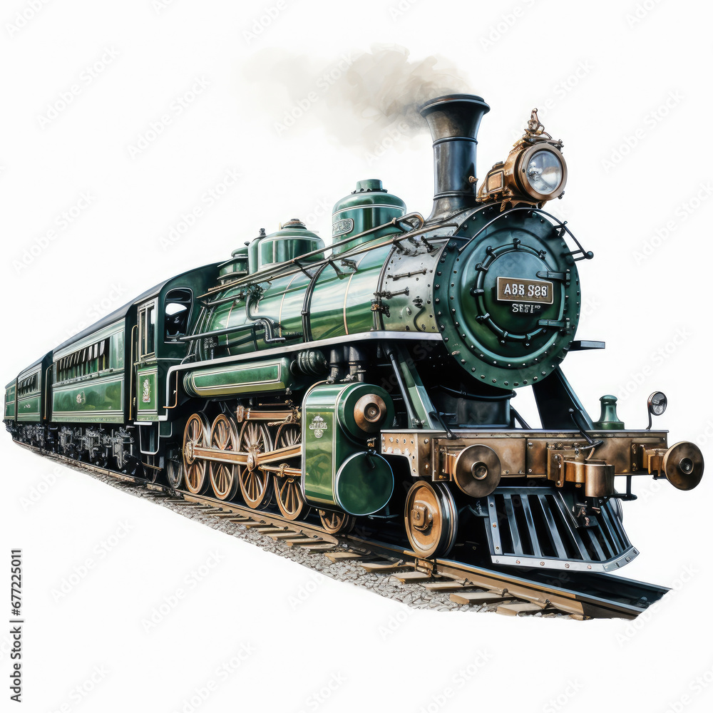 Fototapeta premium watercolor Train clipart, Generative Ai