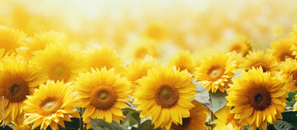 The background of the garden was adorned with a beautiful floral pattern consisting of vibrant sunflowers creating a texture that brought the essence of spring to life The natural light illu The background of the garden was adorned with a beautiful floral pattern consisting of vibrant sunflowers creating a texture that brought the essence of spring to life The natural light illu