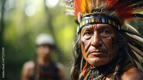 Fototapeta Naklejka Na Ścianę i Meble -  Pictures of adventures in the rainforest Hikers encounter plants, animals, wild people, and mysteries.