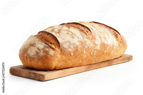 A loaf of bread in a slice on white background