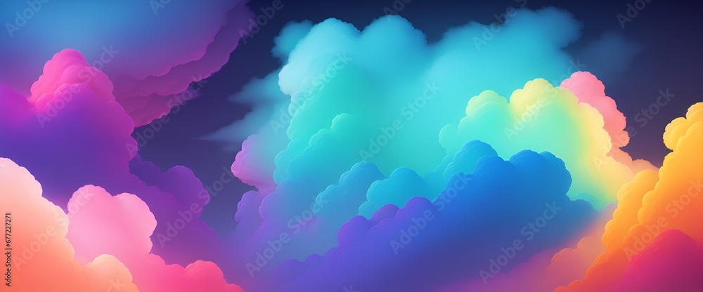Colorful smoke clouds in neon light swirling on empty scene dark background Colorful smoke clouds in neon light swirling on empty scene dark background