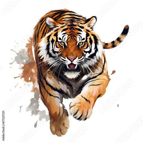 Fierce tiger on transparent background PNG