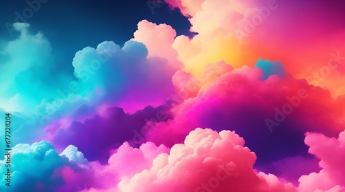 Abstract fantasy background of colorful neon clouds