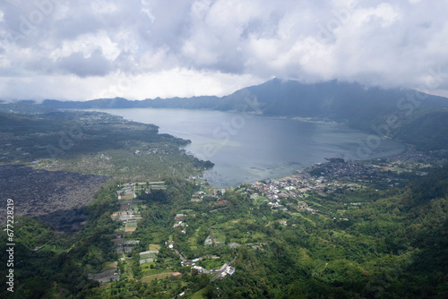 Aerial view of Lake Batur. Bali, Indonesia.