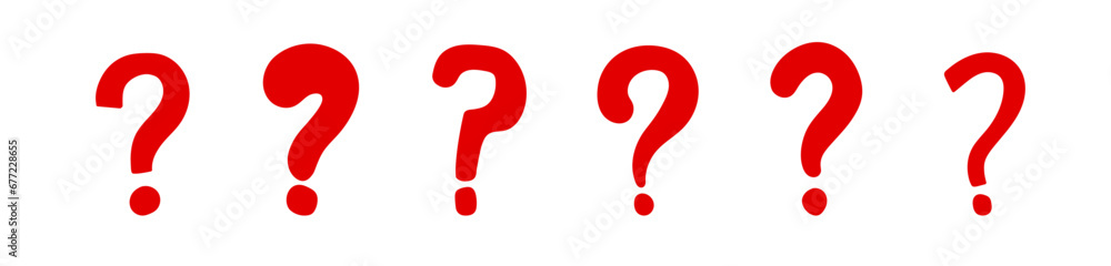 Hand drawn red solid question mark. Red silhouette doodle question mark vector - obrazy, fototapety, plakaty 