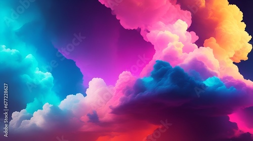 3d render abstract fantasy background of colorful neon clouds