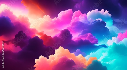 3d render abstract fantasy background of colorful neon clouds