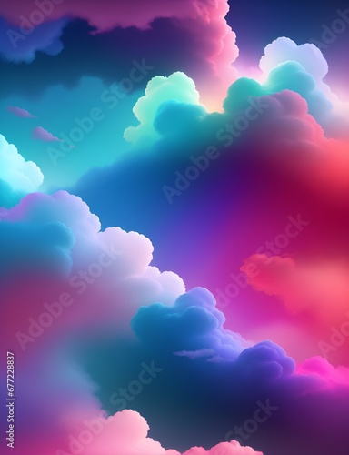 3d render abstract fantasy background of colorful neon clouds