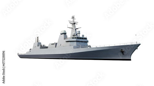 Modern warship on transparent background PNG