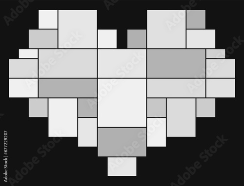 Heart photo montage collage template. Design mockup